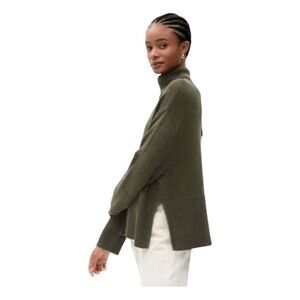 Gap 24/7 Split Hem Turtleneck Sweater Deep Depth Green Long Sleeve L